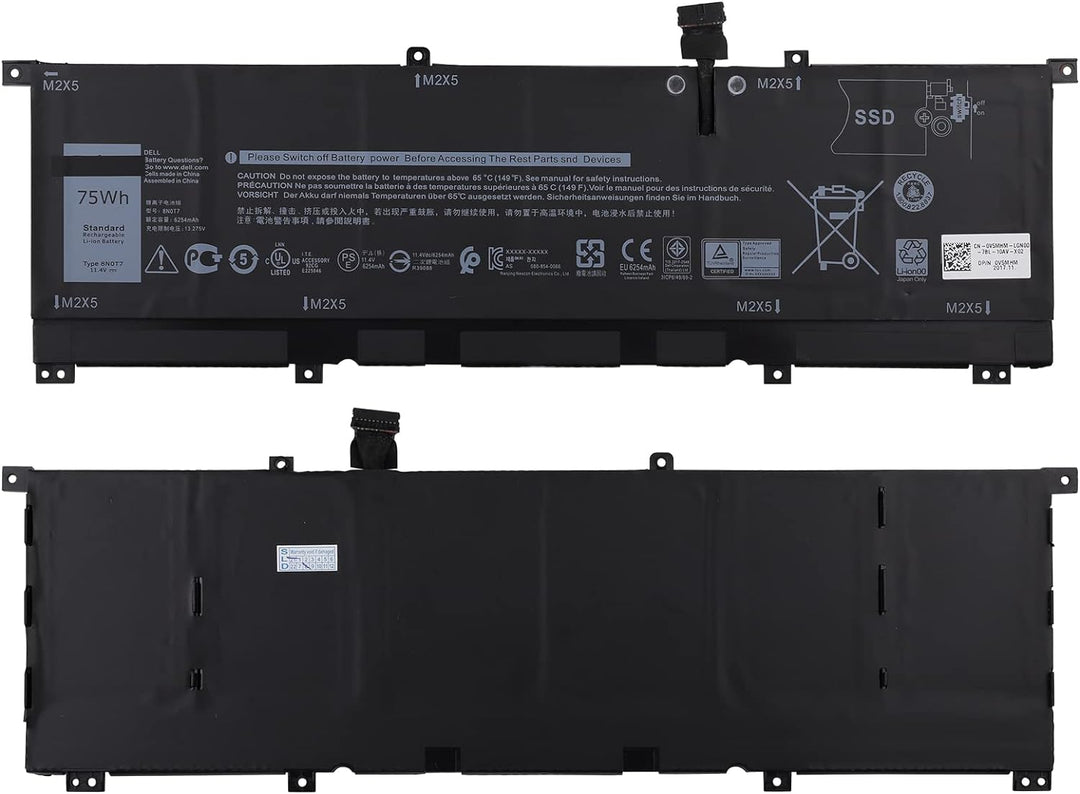 SwarKing Ersatz Akku Kompatibel mit 8N0T7 Dell XPS 15-9575-D1805TS D1605TS i7-8705G Precision