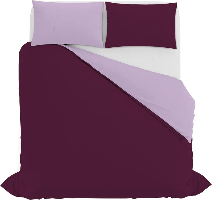 Italian Bed Linen Bettwäsche-Set, Leinen Baumwolle, Flieder/Pflaume, 160 x 190 cm, Flieder/Pflaume