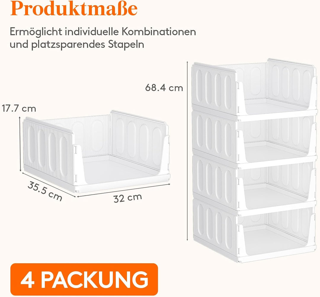 Lifewit 4 Pack Stapelbar Kleiderschrank Wardrobe Organizer für Kleidung, Kunststoff Ausziehbar Ordnu