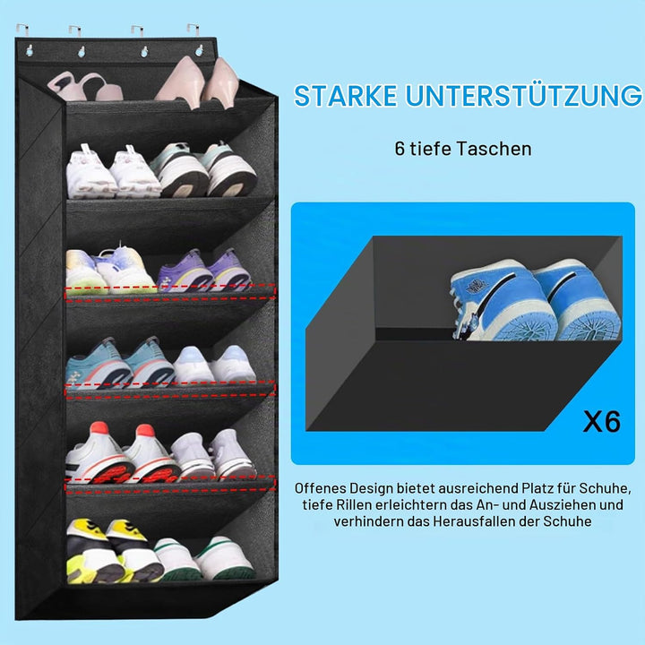 Schuhregal Tür, Schuhregal Hängend, Schuh Organizer Hängend, Schuhaufbewahrung Tür mit 6 Tiefen Tasc
