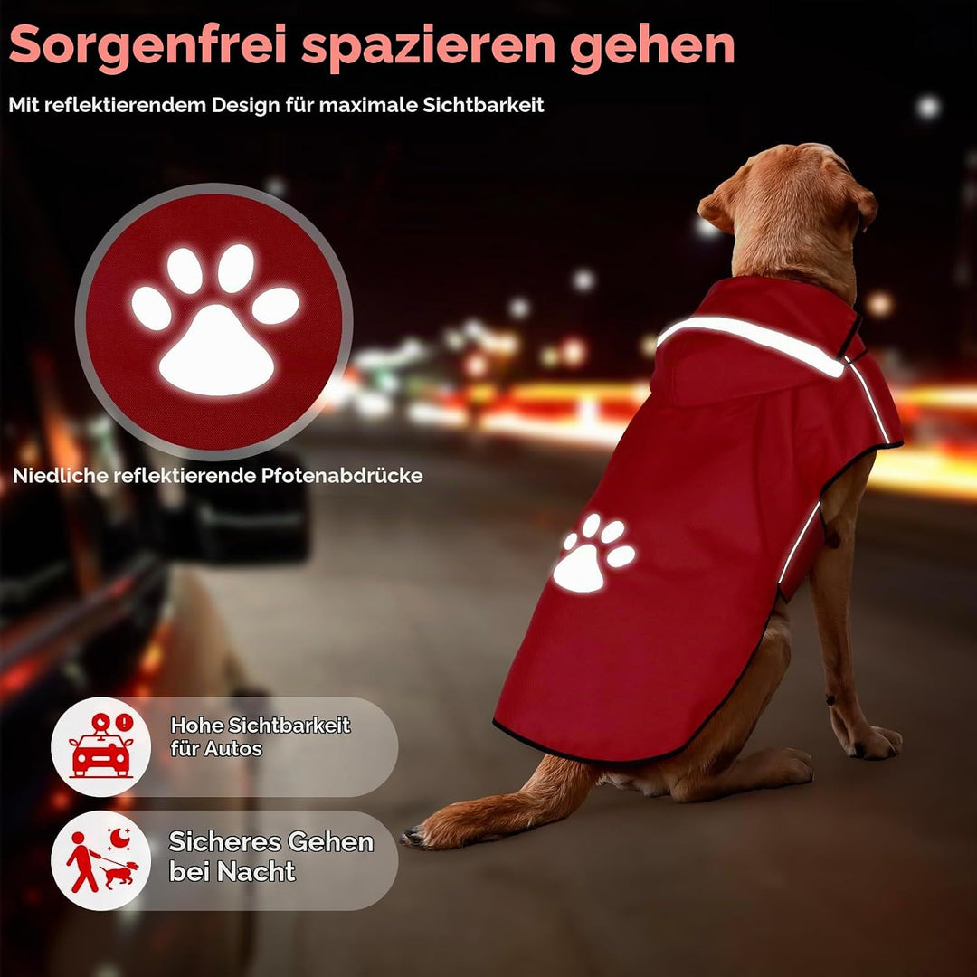 BiPawTi Regenjacke für Grosse Hunde, Verstellbarer Hunde-Regenmantel mit Klettverschluss - Ultraleic