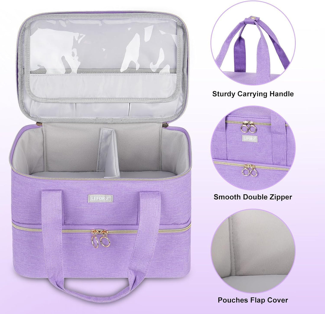 Nagellack Aufbewahrung Tasche - Doppelschichtige Nagellack Tasche Organizer für 40 Flaschen (15 ml-0