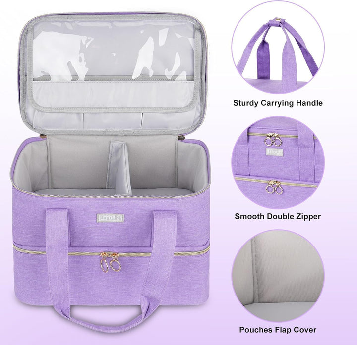 Nagellack Aufbewahrung Tasche - Doppelschichtige Nagellack Tasche Organizer für 40 Flaschen (15 ml-0