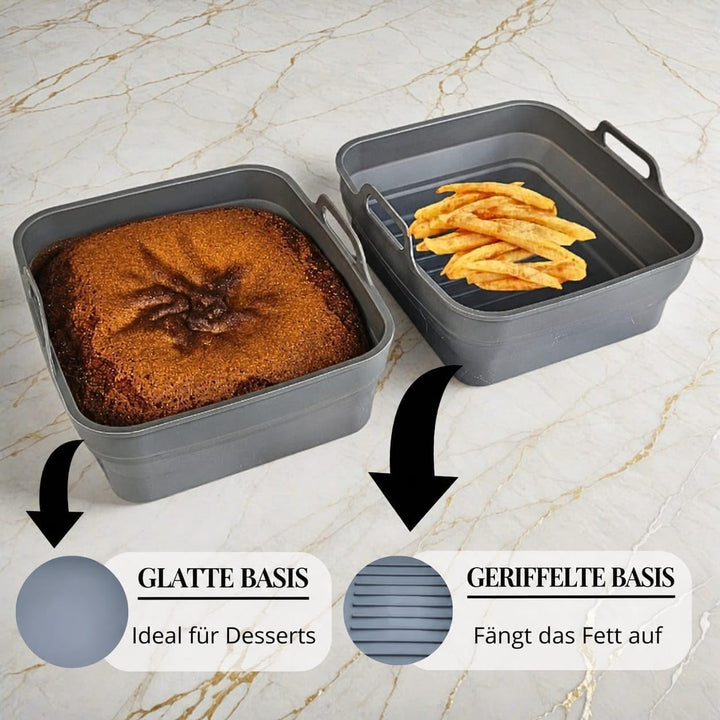 Kompatibel mit Cosori TwinFry 10L – Faltbare Silikonformen für Heissluftfritteuse/Airfryer (1×Gross