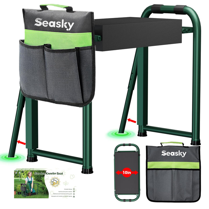 seasky Faltbare Gartenbank mit Knie- und Sitzfläche, Kippschutz-Gartenbank, verbreitert, dick, weich