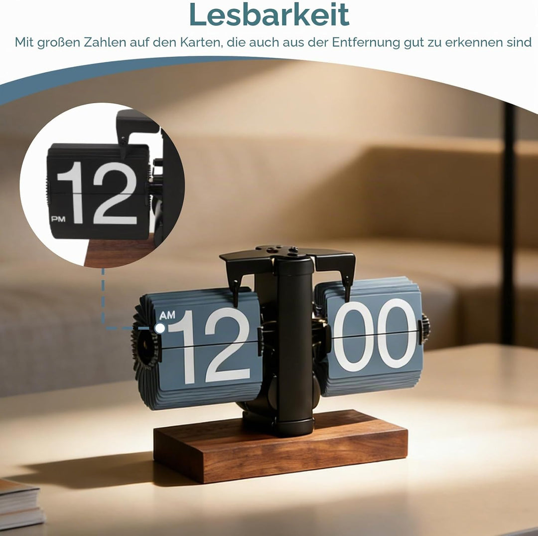 Cyrank Flip Clock Schreibtisch, Retro Digital Flip Down Clock Flip Digitaluhr Mechanische Uhr Flip C