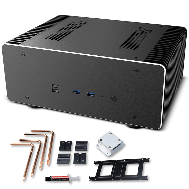Akasa Maxwell Pro Plus, Aluminium Fanless Mini-ITX Case, LGA1700 Ready, Thermal Kit Included, Small