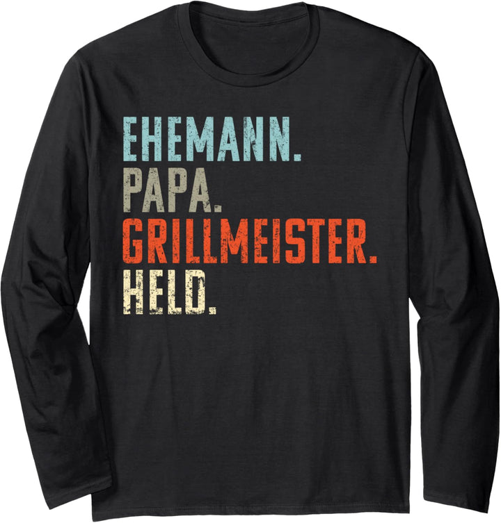 Ehemann Papa Grillmeister Held: Vintage Geschenk Weihnachten Langarmshirt