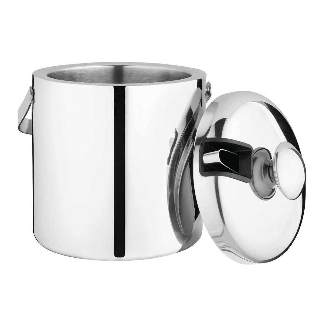 Olympia Eiskübel mit Deckel und Zange, 1,23 Liter, Edelstahl, hochglanzpoliert, Schwenkgriff, integr
