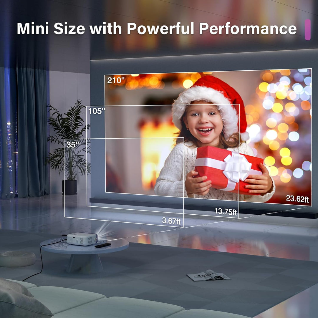 Mini Beamer, VOPLLS Mini 25000L WiFi Bluetooth Beamer Full HD 1080P Unterstützt, Tragbar Video Proje