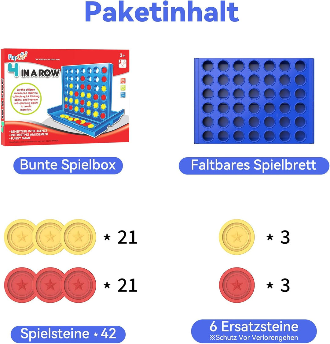 Pup Go Standard-Grösse 4 in Einer Reihe Brettspiele für Kinder ab 3+ Jahren, Mädchen Jungen, Pädagog
