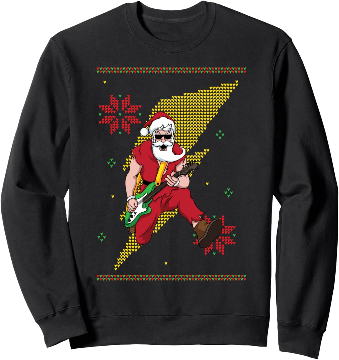 Rocking Santa Claus Gitarrist Rockstar Heavy Metal Ugly Xmas Sweatshirt