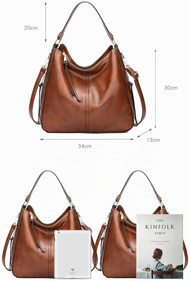 Kris Anna Damen Hobo Eimer Schultertasche aus PU Leder Braun EINWEG, Braun