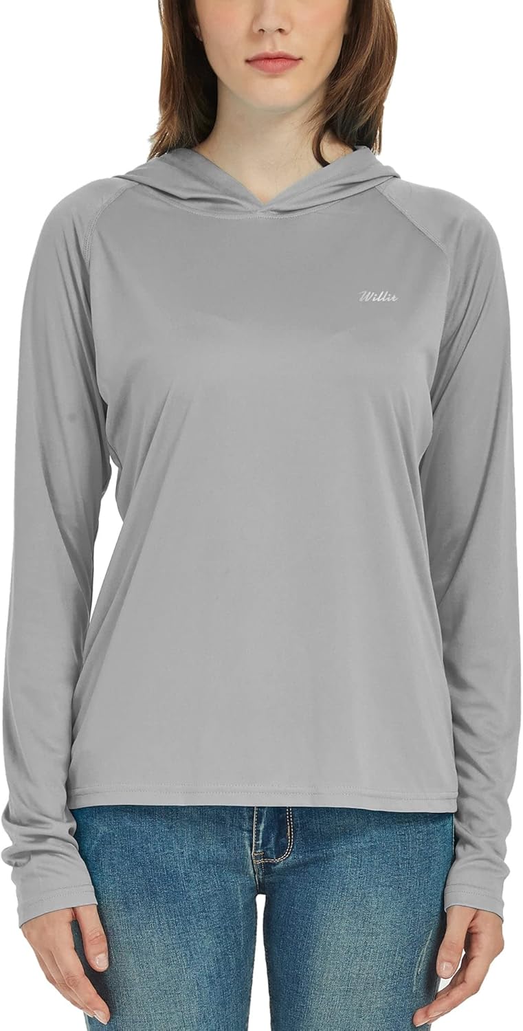 WILLIT Damen Laufshirt UPF 50+ Sonnenschutz Hoodie Sportshirt UV Shirt Langarm Wandern Angeln Outdoo