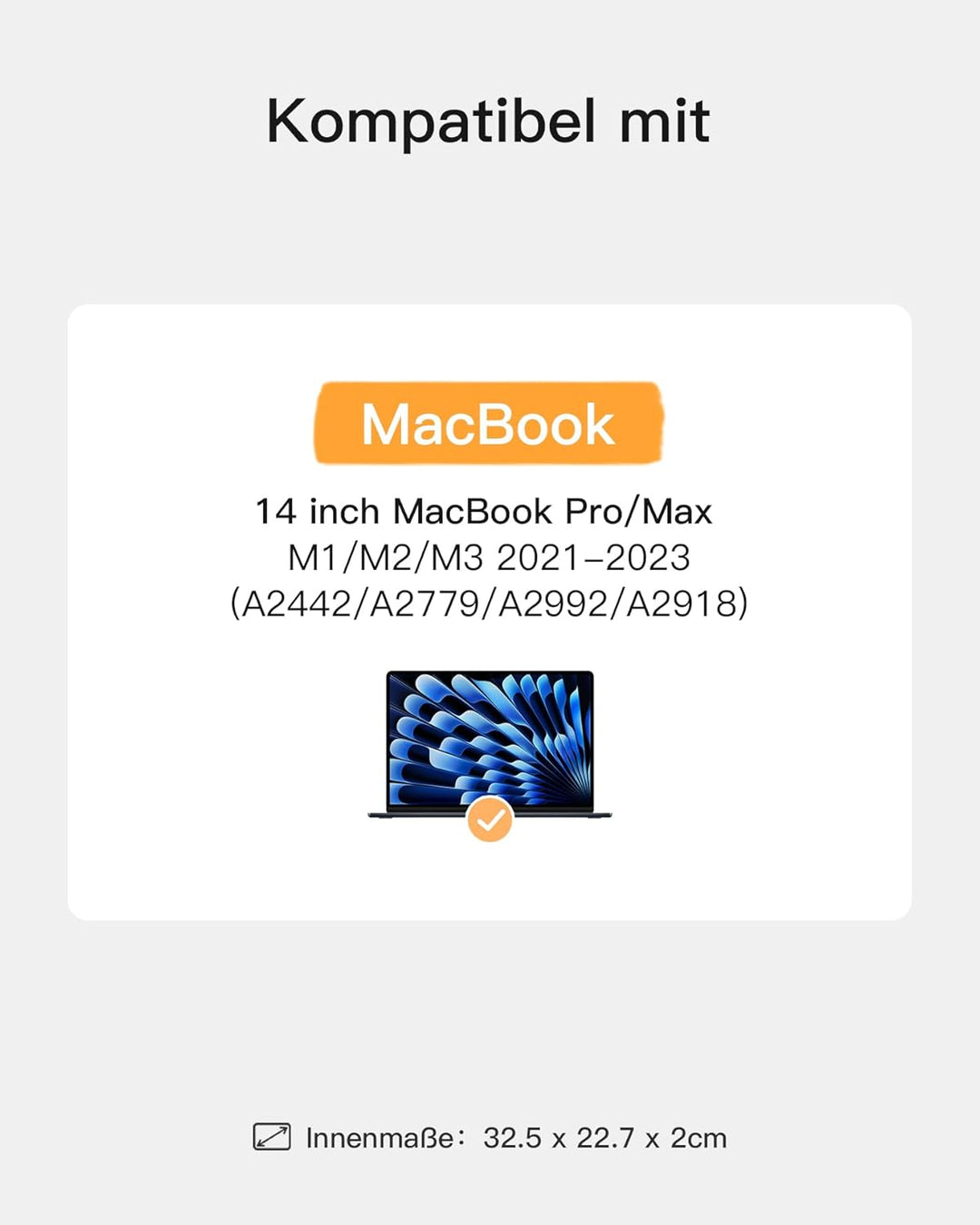 Inateck 360° Schutz Laptoptasche, Kompatibel mit 14 Zoll MacBook M1/M2/M3/M4 Pro/Max 2021-2024, Lapt