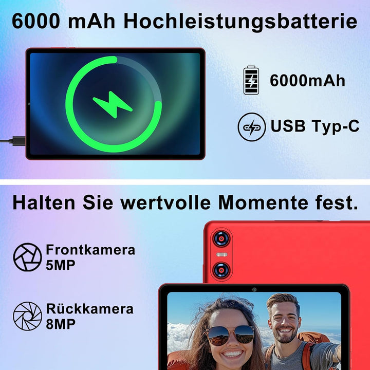 Android 15 Tablet 10 Zoll mit Gemini AI, 30 GB RAM + Erweiterbar auf 2 TB ROM, Widevine L1, 5G WLAN,