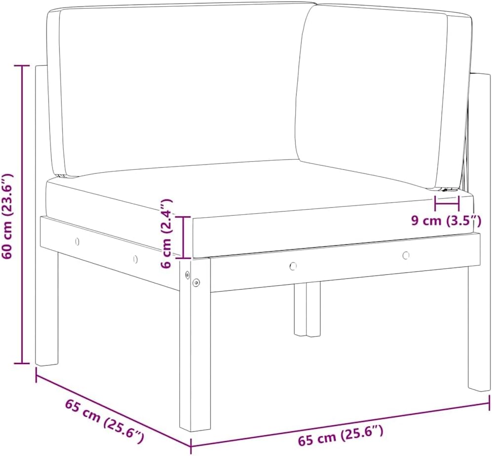 vidaXL 2X Akazienholz Massiv Garten Ecksofa mit Auflagen Sofa Lounge Gartensofa Sessel Gartensessel