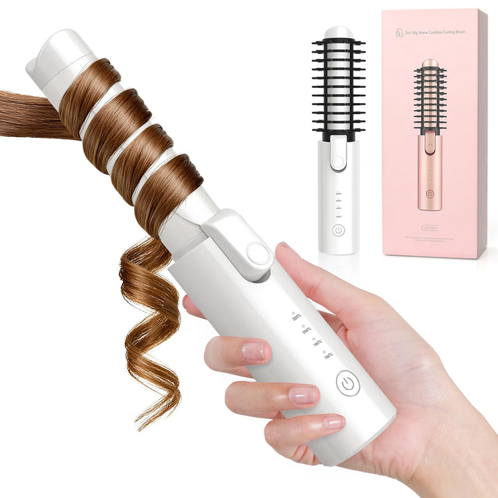 Schnurloser Lockenstab 32mm, Curling Iron mit 4 Temperaturen Tragbare Reise, 7000 mAh USB-aufladbare