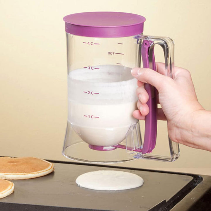 Pancake Dosierer BPA-frei, breite Öffnung mit Verriegelungsgriff - Teigdispenser für Pfannkuchen & F