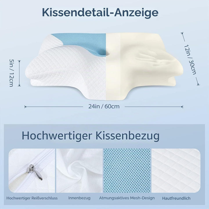 HOMCA Orthopädisches Kissen Memory Foam Nackenstützkissen für HWS Ergonomisches Kopfkissen für Rücke