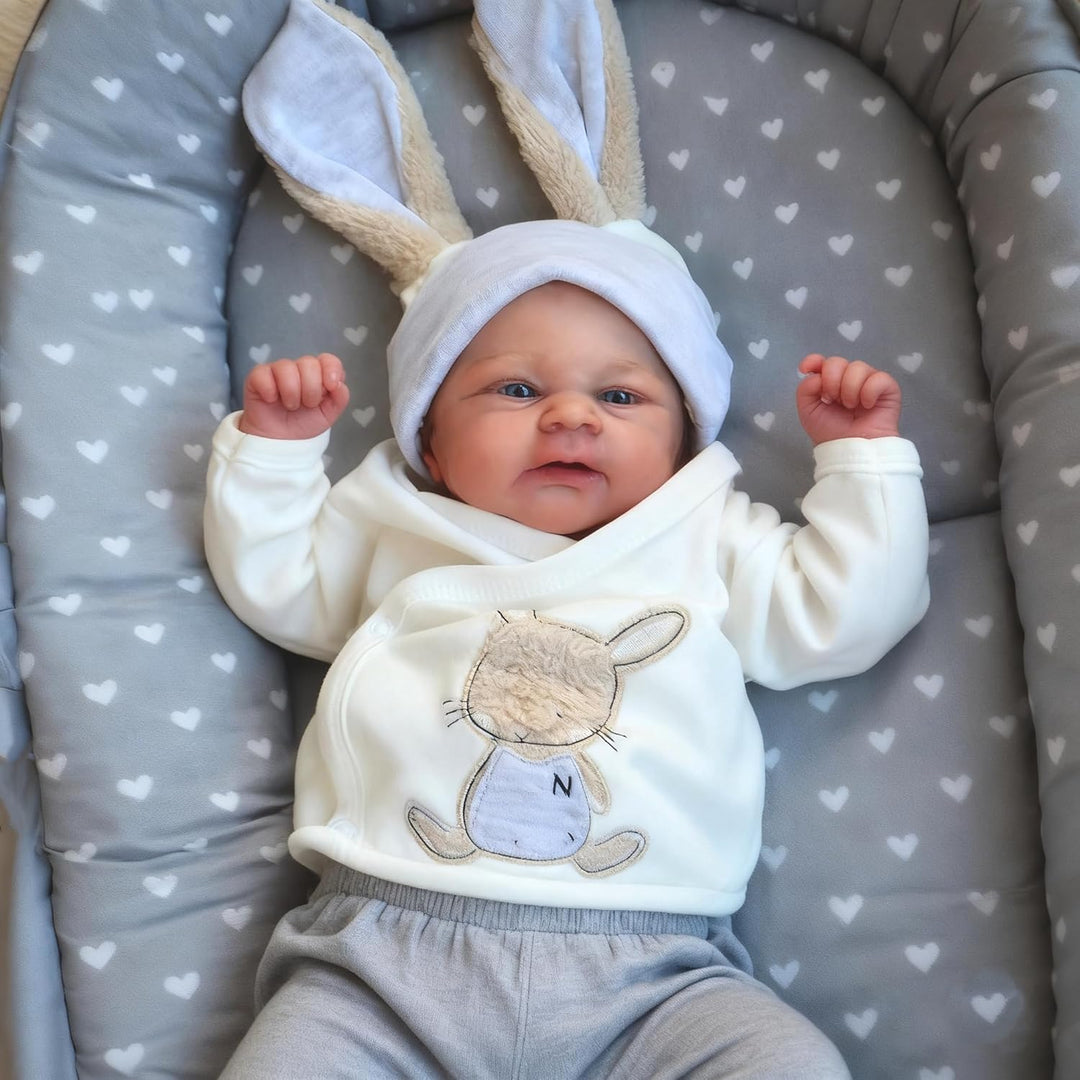 Zero pam Reborn Baby Vollsilikon-45CM Lebensechte Babypuppen Reborn Baby Junge Mit Blaue Augen Puppe