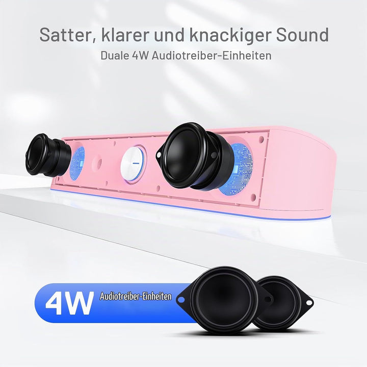Redragon GS560 Adiemus RGB Desktop-Soundbar, 2.0-Kanal-Computerlautsprecher mit dynamischer Lichtlei