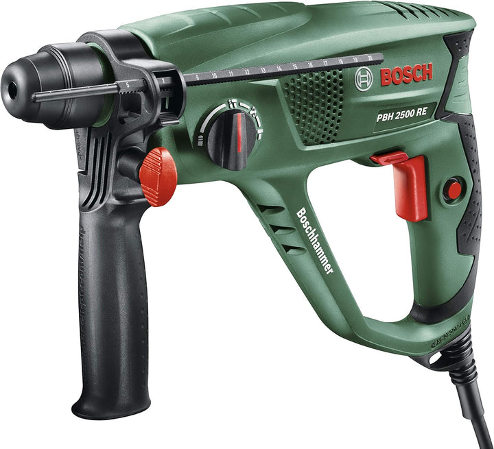 Bosch Bohrhammer PBH 2500 RE (SDS Bohrfutter, Tiefenanschlag, Zusatzhandgriff, Koffer (600 W, Bohr-Ø