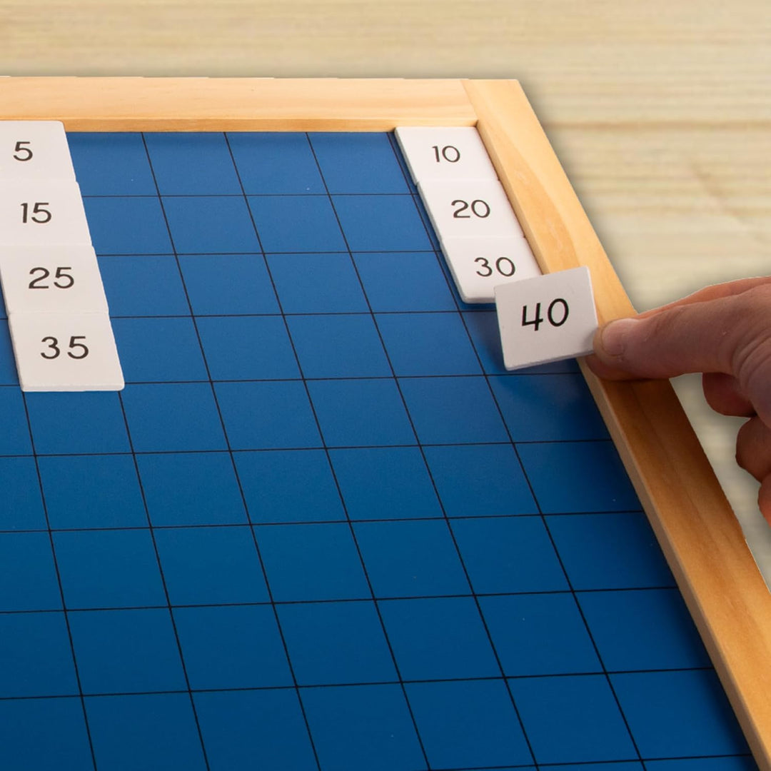 Hunderterbrett mit Arbeitskartei, 100 Auftragskarten - Montessori-Material Hundertertafel zum Zahlen