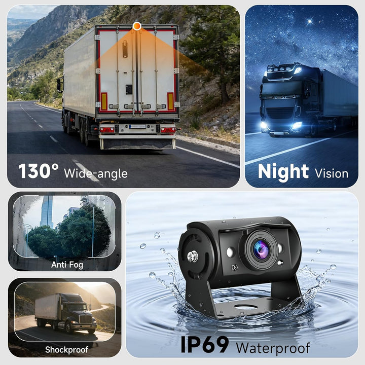 Hodozzy Rückfahrkamera Set mit 1080P 7 Zoll IPS Bildschirm Monitor für IP69 wasserdichte Nachtsicht
