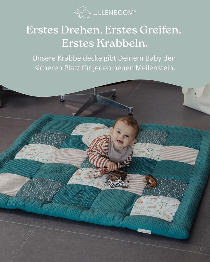 ULLENBOOM Krabbeldecke für Baby 100x100 cm - Dick und weich gepolstert Madagaskar 100 x 100 cm, Mada