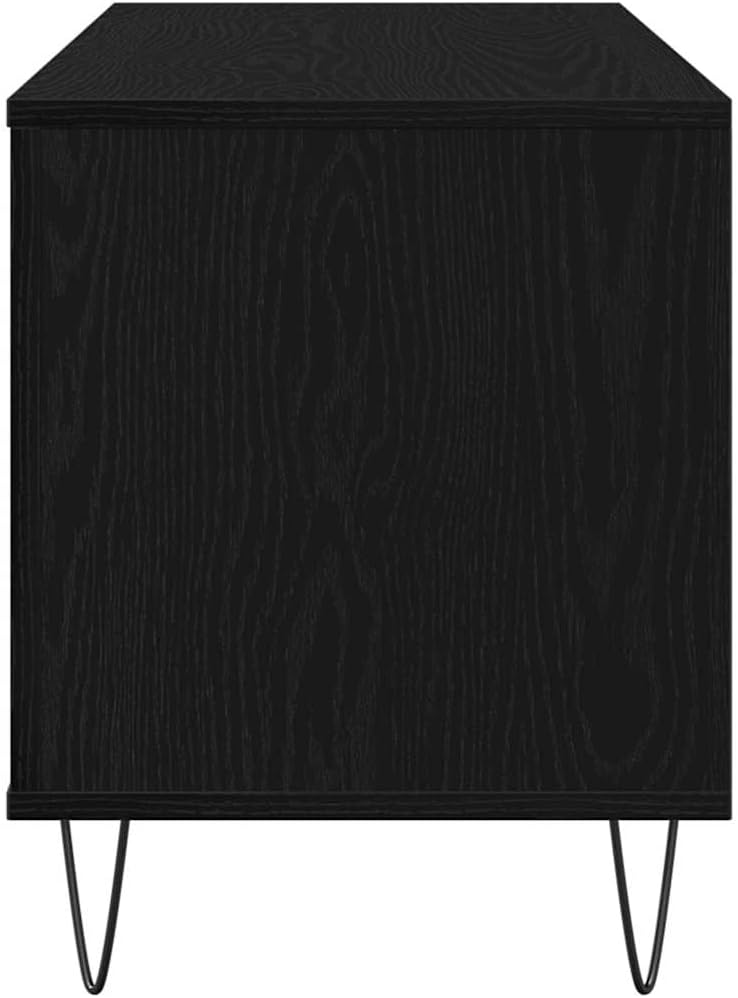 vidaXL Schallplattenschrank Schwarz Eichen-Optik 100 x 38 x 48 cm | Schlankes Design mit klaren Lini