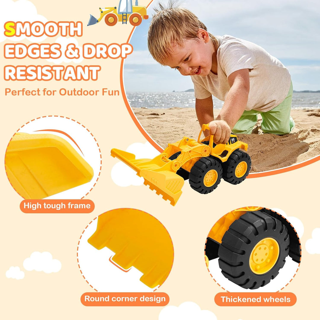 Sandspielzeug Bagger Sandkasten für Kinder ab 3+ Jahre – 3 Stück Bauwagen Spielzeug Set, Kipper & Ra