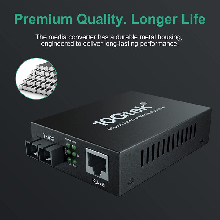 ipolex Gigabit Ethernet Medienkonverter, 1,25G Dual SC Port, SC Glasfaser auf Kupfer RJ45 Glasfaser
