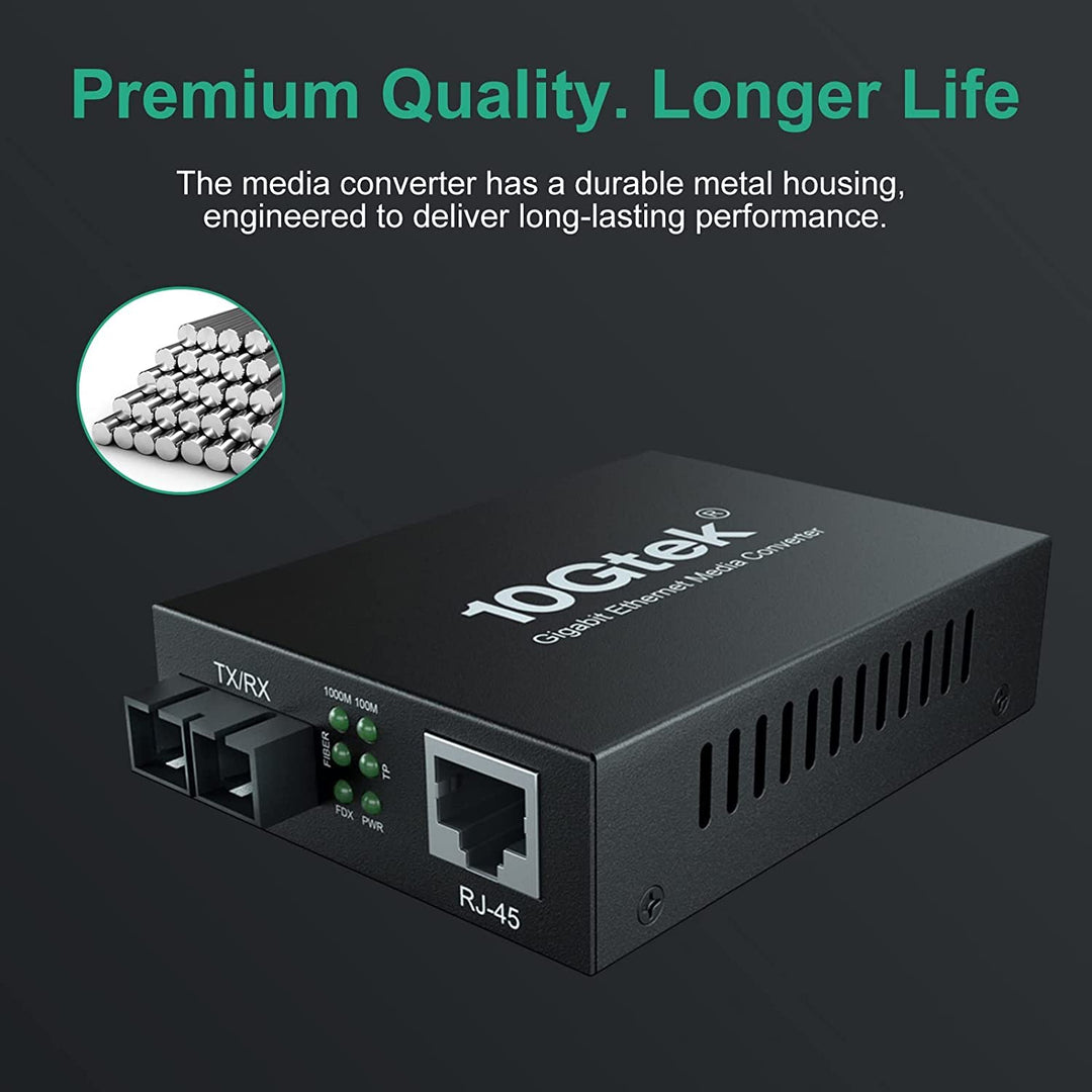 ipolex Gigabit Ethernet Medienkonverter, 1,25G Dual SC Port, SC Glasfaser auf Kupfer RJ45 Glasfaser