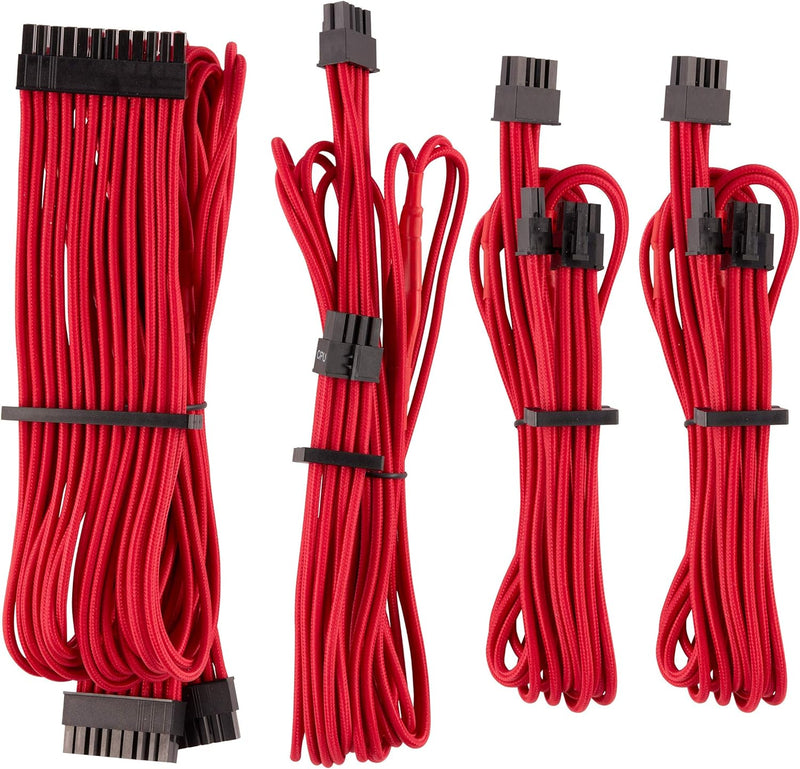 Corsair Premium Sleeved Netzteil Starter-Kabel-Set Typ4 (Generation 4-Serie) Rot Starter-Set Rot, St