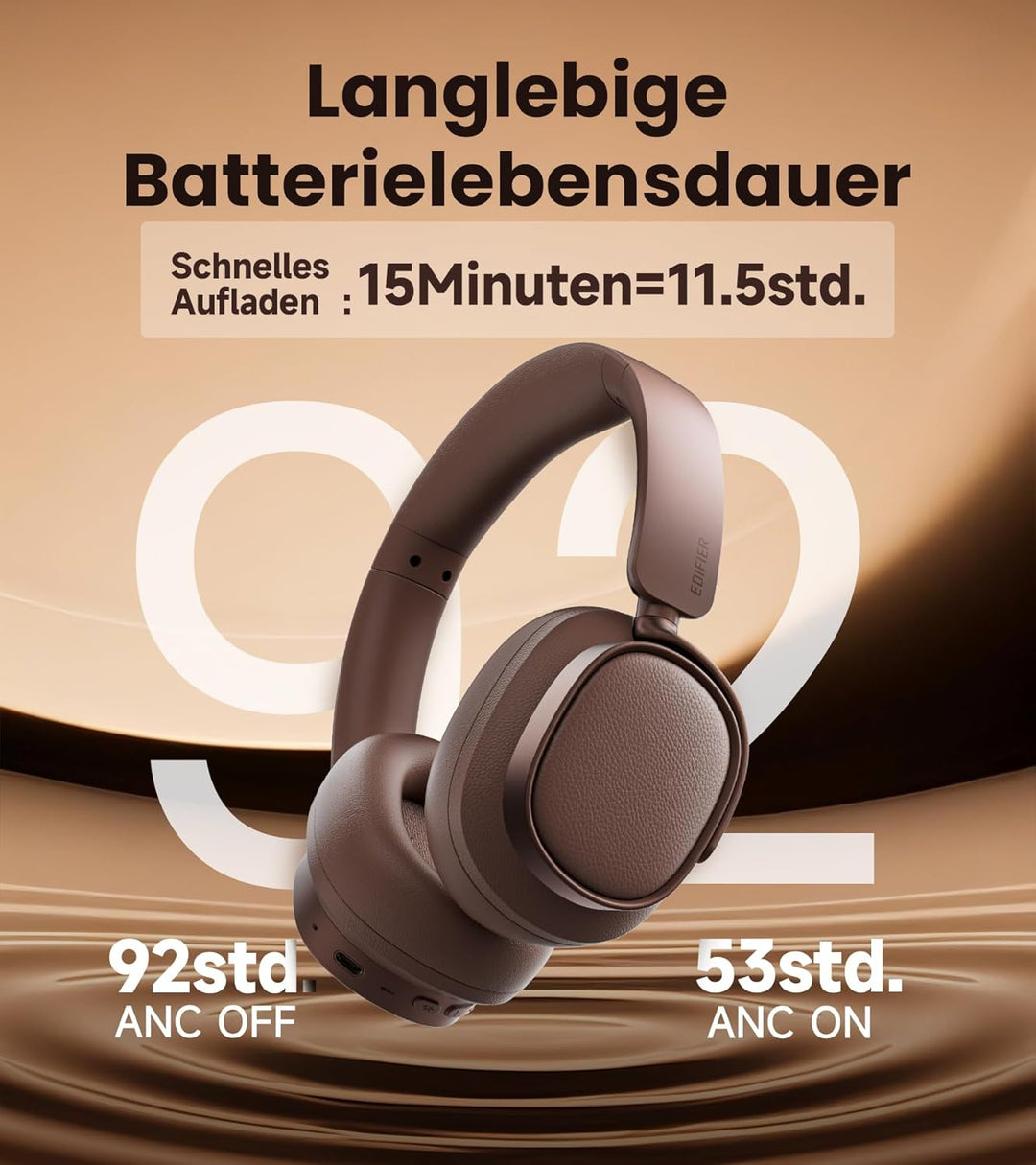 Edifier ES850NB Kabellose Over-Ear-Kopfhörer mit Geräuschunterdrückung, Hi-Res Audio Wireless, LDAC,