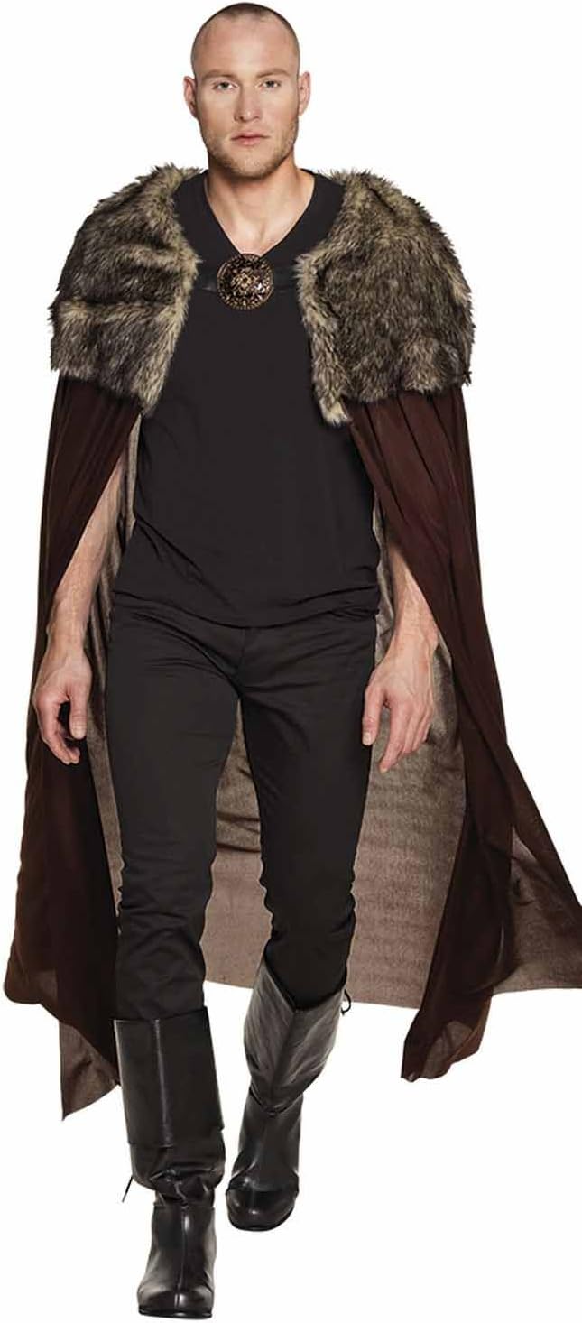 Boland 71015 - Umhang Jäger, Braun, Cape, Überwurf, Mittelalter, Ritter, Kostüm, Themenparty, Mottop