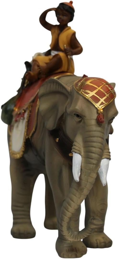 ZICOM Krippenfigur Miniaturfigur Miniatur Elefant mit Mohr Höhe 18,2cm handbemalt Polyresin, Modellb