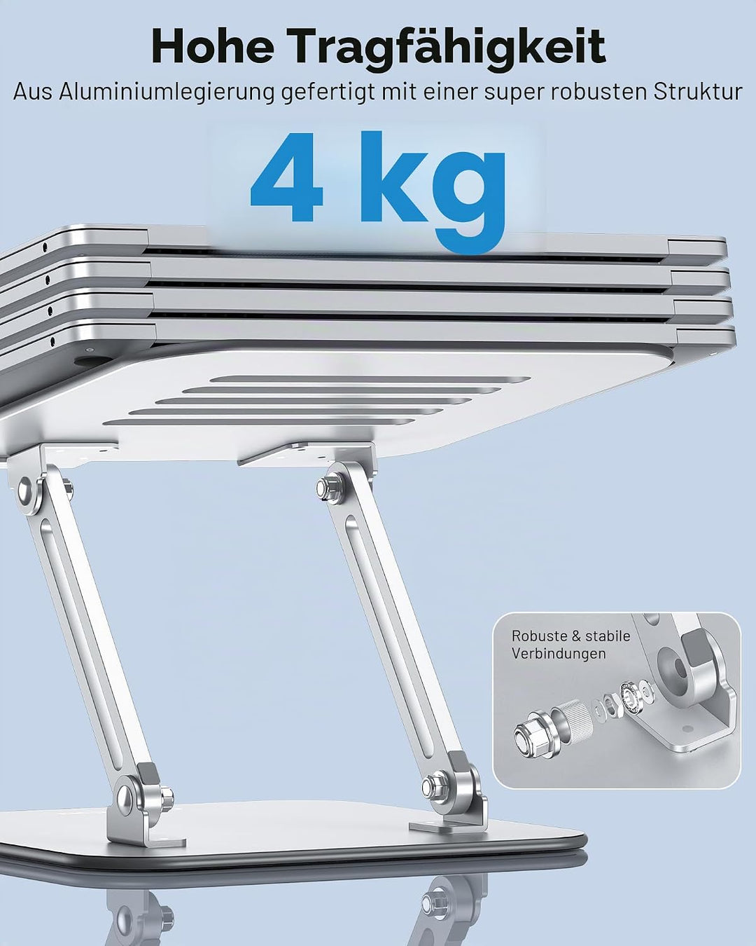 OMOTON Laptop Ständer Höhenverstellbar, Ergonomischer Notebook Ständer mit Belüftung, Faltbarer Lapt