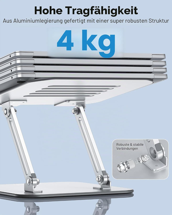 OMOTON Laptop Ständer Höhenverstellbar, Ergonomischer Notebook Ständer mit Belüftung, Faltbarer Lapt