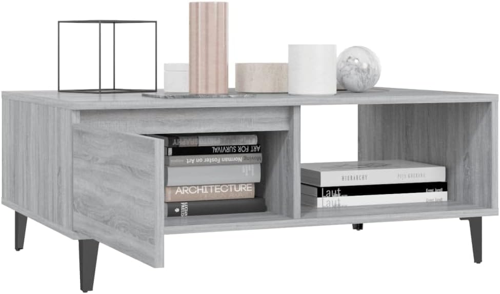 WIFESE Couchtisch mit Offenes Fach 90x60x35 cm Beistelltisch Holz Modernes Design Wohnzimmertisch Kl