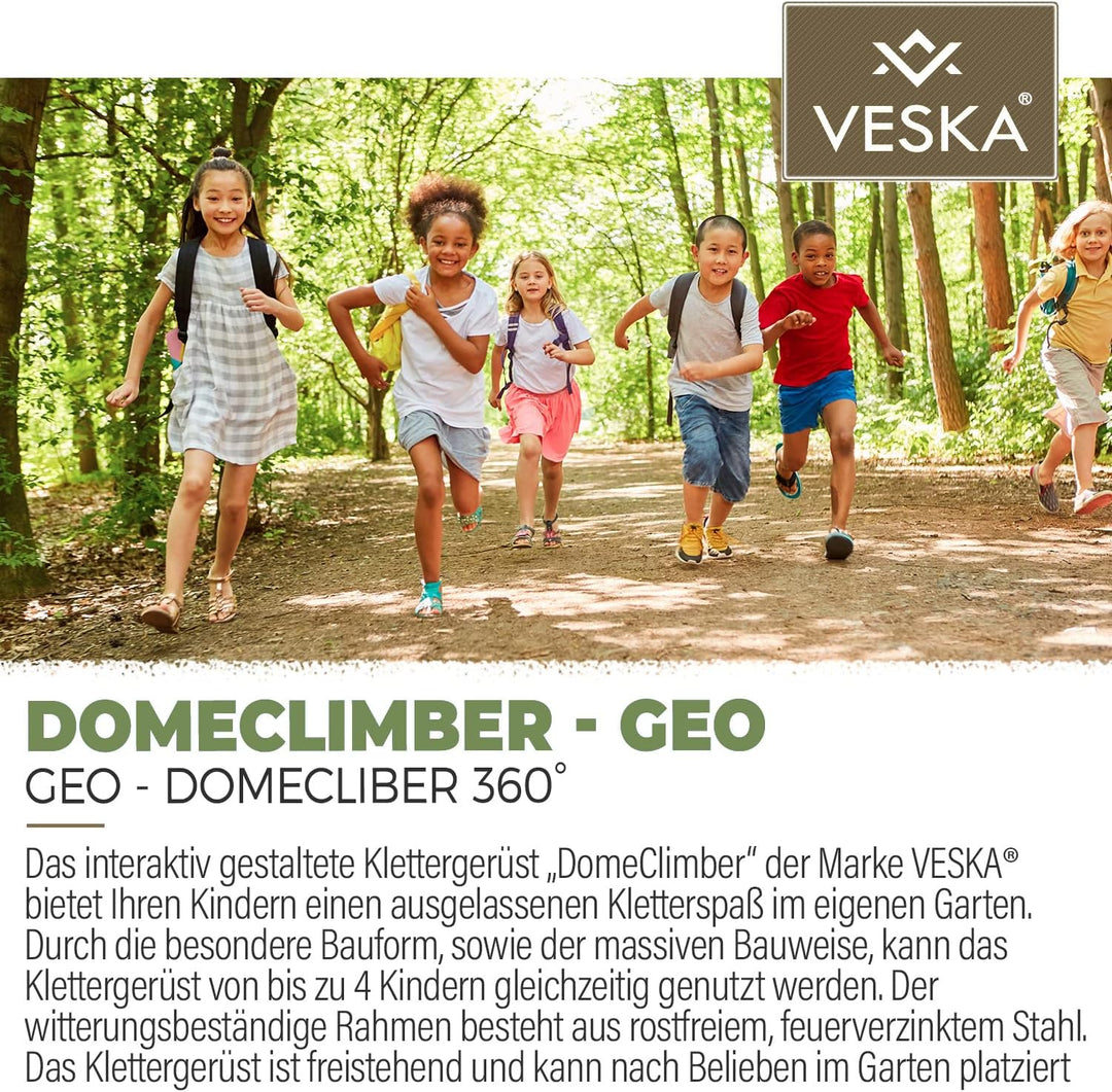 VESKA Klettergerüst DomeClimber Kinder Metall Kletterkuppel Geodome (12FT - 360cm, anthrazit/grün) 1