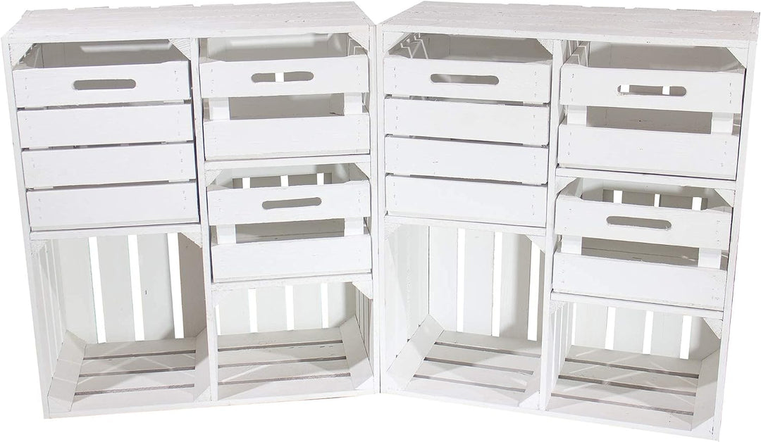 Weisser Holzschrank mit 3 Schubladen 77cm x 68cm x 35cm Regalsystem Vintage Massive Obstkisten Weink