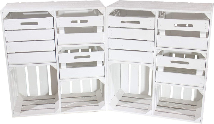 Weisser Holzschrank mit 3 Schubladen 77cm x 68cm x 35cm Regalsystem Vintage Massive Obstkisten Weink