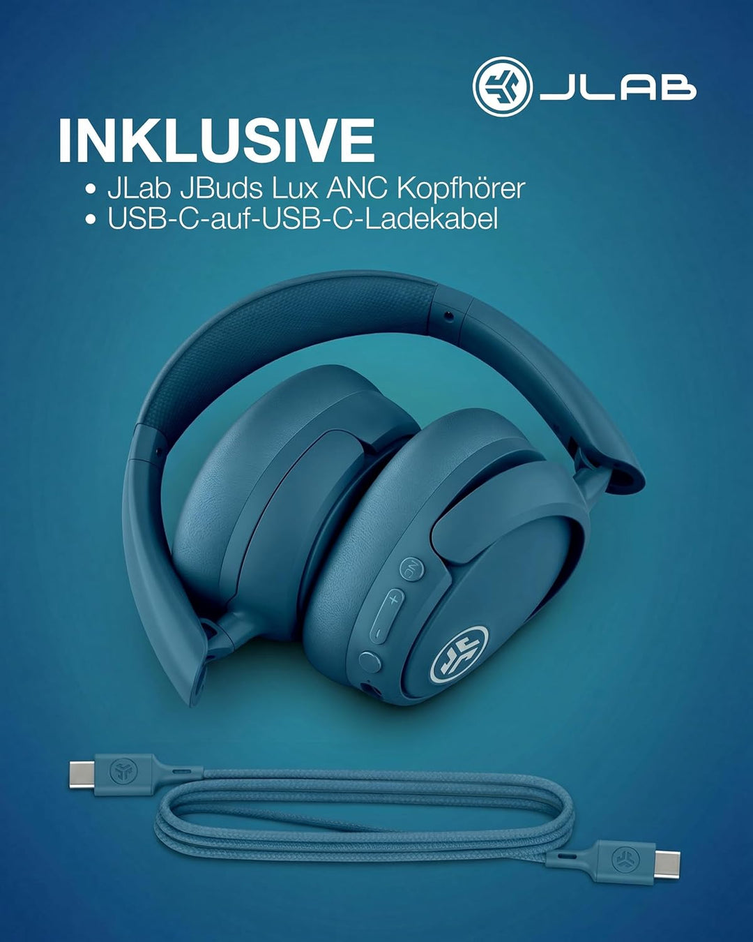 JLab JBuds LUX ANC Kopfhörer - Over Ear Bluetooth, Marineblau, Marineblau