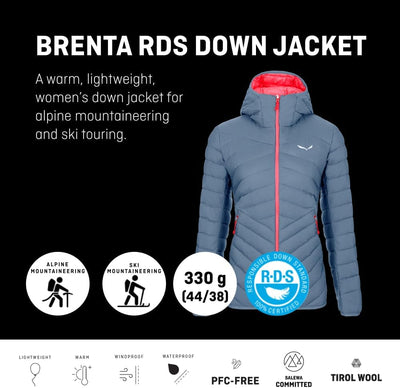 Salewa Damen BRENTA RDS DWN W JKT Daunenjacke L BLACK OUT, L BLACK OUT