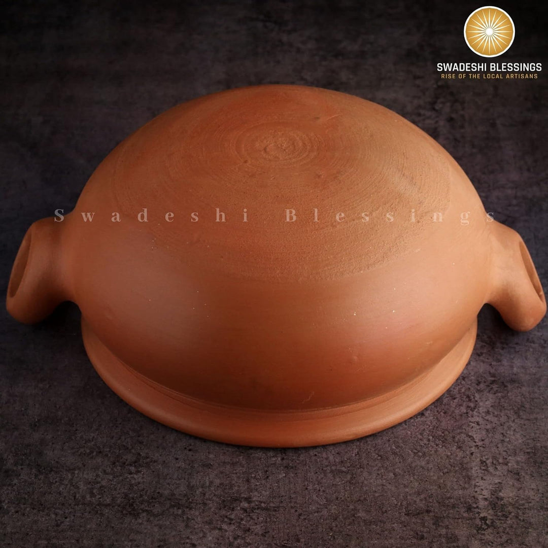 Swadeshi Blessings Exklusives Sortiment Tontopf zum Kochen und Servieren mit Deckel, Erdkadai, Mud H