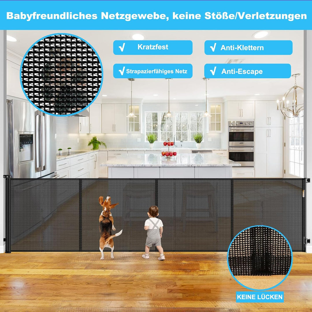 Wodondog Treppenschutzgitter Ausziehbar 500CM Länger Türschutzgitter,86 cm Hoch,Hundebarriere,Einhän