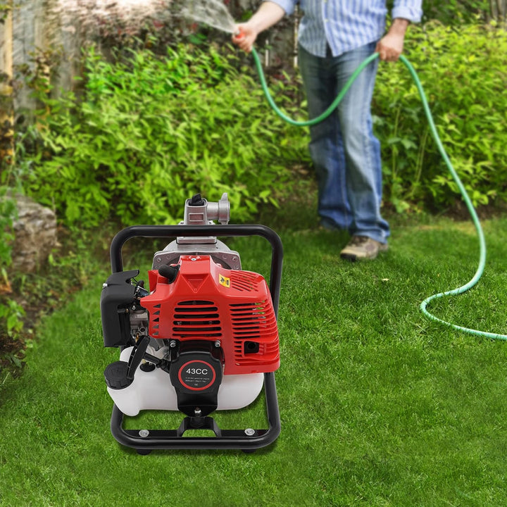 Benzin Wasserpumpe 2-Takt Motor 43cc 1.25KW (1.7PS) • Tragbare Hochleistungs-Gartenpumpe • 10m³/h Du