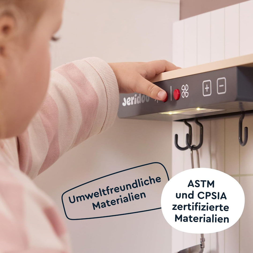 Holzküchenmeister-Küchenzeile mit Spüle, 180 Grad, drehbarem Wasserhahn, Höhenverstellbarer Spielset